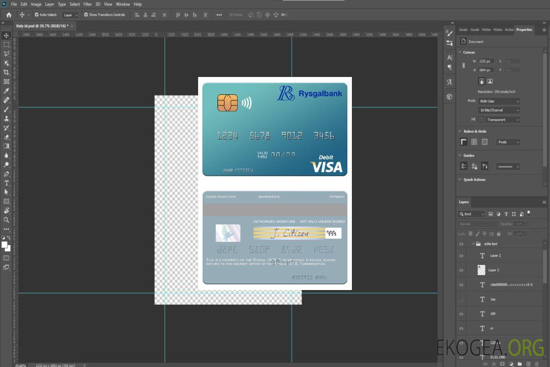 Carte de débit visa Turkménistan Rysgal JSCB template Carte de débit visa Turkménistan Rysgal JSCB template